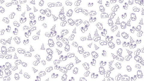 Seamless travel pattern with abstract vacation icons on white background fo.. Stock Footage 335969084