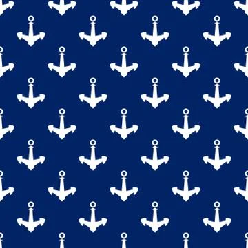 Seamless Travel Pattern with Anchor イラスト素材