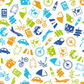Seamless travel pattern Stock Illustration