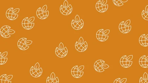 Seamless Travel Pattern with Mountain and Navigation Icons on Ochre Background Video stock 345539108