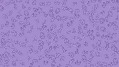 Seamless travel pattern with summer vacation icons on a soft purple backgro.. Stock Footage 335942045
