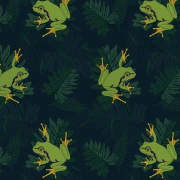 Seamless Tree Frog Pattern Illustrazione stock