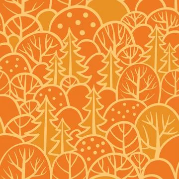 Seamless tree pattern with forest illustration. Stock Illustration