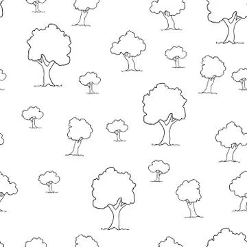 Seamless tree plant  pattern background in vector Illustrazione stock