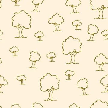 Seamless tree plant  pattern background in vector Stock Illustration