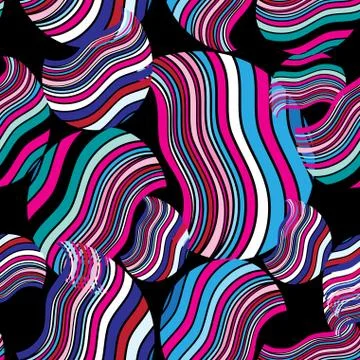 Seamless trendy abstract pattern from different waves Stock Illustration