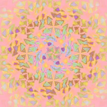 Seamless triangles pattern yellow green purple pink Stock Illustration