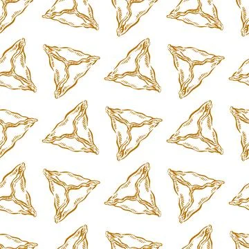 Seamless triangular sketch dumplings Stockillustratie