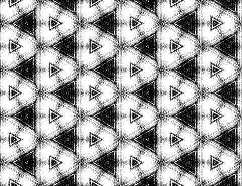 Seamless triangular textured kaleidoscope pattern in black and white colors Stock Illustration
