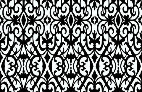 Seamless tribal pattern with ceramic shapes. Ornamental, ethnic fabric print. Stock-Illustration