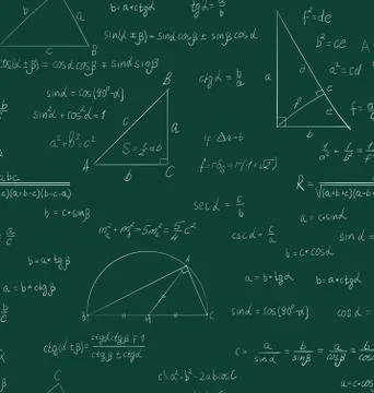 Seamless trigonometry pattern on green Illustrazione stock