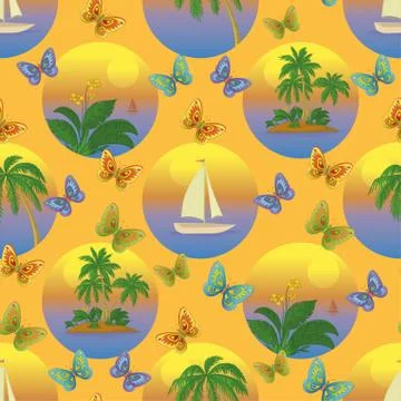 Seamless tropical background Stock Illustration