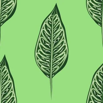 Seamless tropical Ficus Elastica pattern on light background. Exotic print. V Stock Illustration