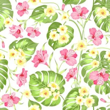 Seamless tropical flower イラスト素材