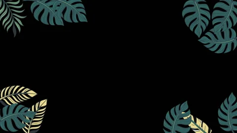 Seamless tropical leaf pattern with dark background and vibrant colors Stock Footage 320815941