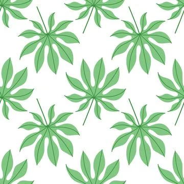 Seamless tropical leaf pattern in flat vector style for summer decoration イラスト素材