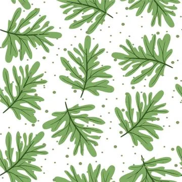 Seamless tropical leaf pattern white background Stock Illustration