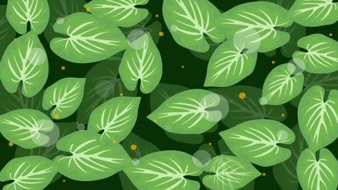Seamless tropical leafy background pattern with glowing fresh green Stock Footage 318201136