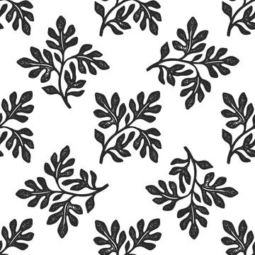 Seamless Tropical Leaves Pattern. Hand Drawn Botanical Background Illustrazione stock