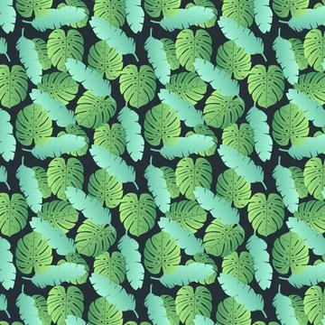 Seamless Tropical Leaves Pattern Stock Illustration