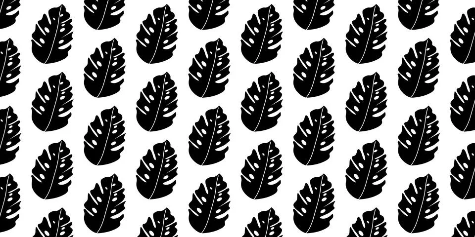 Seamless Tropical Monstera Leaf Pattern Stock Illustration