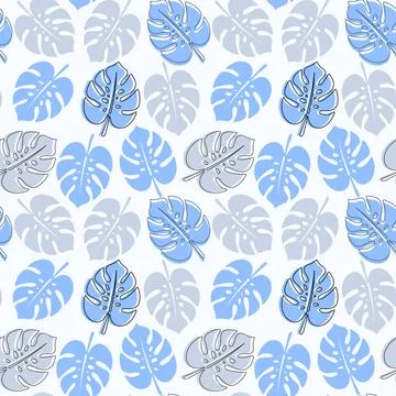 Seamless tropical monstera leaf pattern Stock Illustration