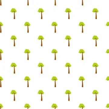 Seamless tropical palm tree pattern on white background Stock Illustration