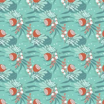 Seamless tropical pattern. Beautiful background with bold flower bouquets. Stock Illustration