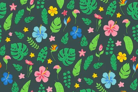 Seamless tropical pattern exotic wallpaper vector Stock Illustration