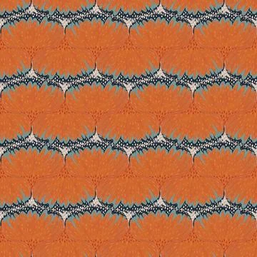 Seamless tropical pattern, gouache painted abstract stylized plants, flower buds Stock Illustration