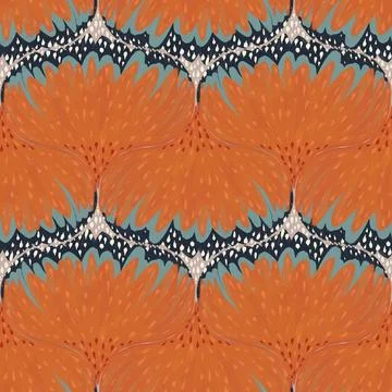 Seamless tropical pattern, gouache painted abstract stylized plants, flower buds Illustrazione stock