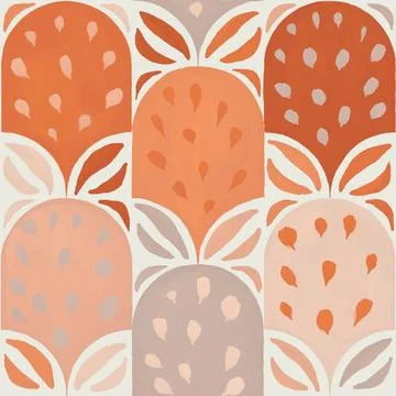 Seamless tropical pattern, gouache painted abstract stylized plants, flowers and Stock Illustration