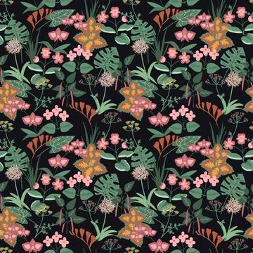Seamless tropical pattern Stock Illustration