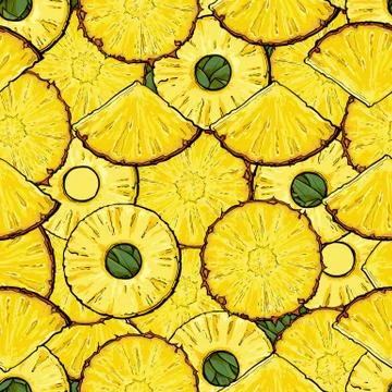 Seamless tropical pattern of pineapple or ananas sketch vector illustration. Illustrazione stock