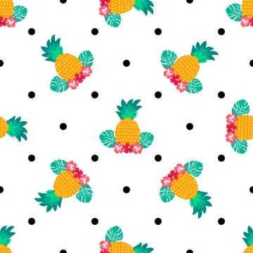 Seamless tropical pattern with pineapples. Can be used for textile, covering, Stock Illustration