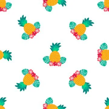 Seamless tropical pattern with pineapples. Can be used for textile, covering, Stock Illustration