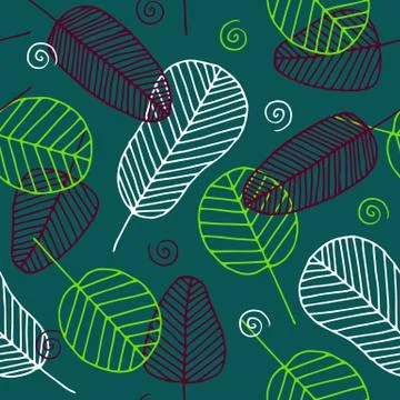 Seamless tropical pattern with skeleton leaves Stock Illustration