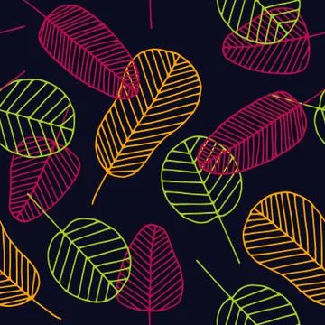 Seamless tropical pattern with skeleton leaves Stock Illustration