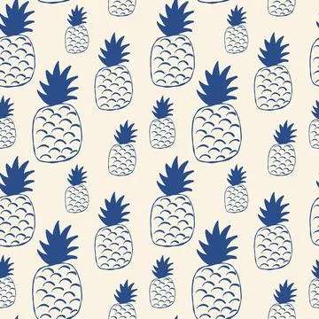 Seamless tropical pattern with stylized pineapples Stock Illustration