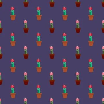 Seamless tropical summer pattern with cactus and succulents. beautiful illust Stock-Illustration