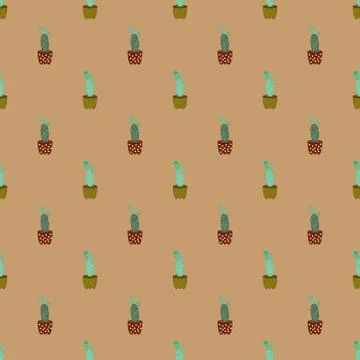 Seamless tropical summer pattern with cactus and succulents. beautiful illust Stock Illustration