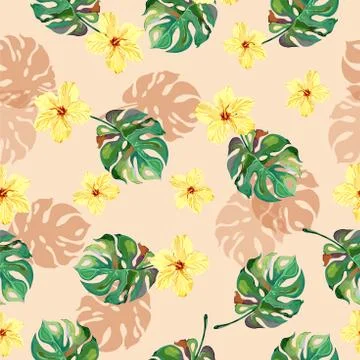 Seamless tropical vector illustration. Ilustración de archivo