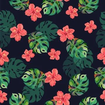 Seamless tropical vector illustration. Stock Illustration