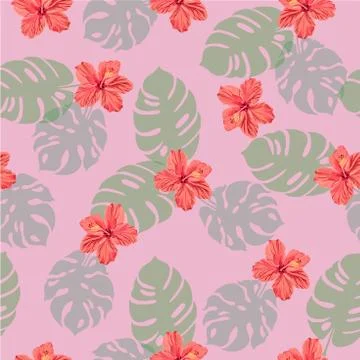 Seamless tropical vector illustration. Stock Illustration