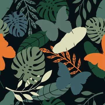 Seamless tropical vector pattern Stock Illustration