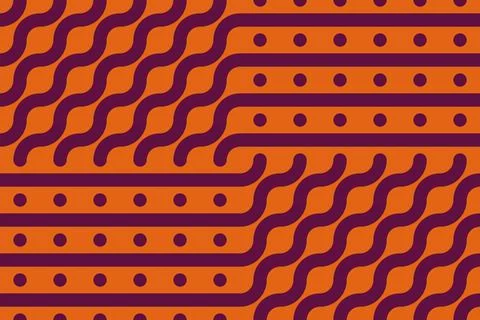 Seamless Truchet pattern with bright red and orange wavy lines Stock Illustration