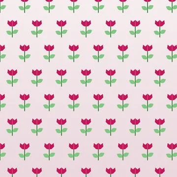 Seamless Tulip Pattern Background Cute Spring Floral Wallpaper Textile Design Stock Illustration