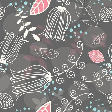 Seamless Tulips on a Dark Background Stock Illustration