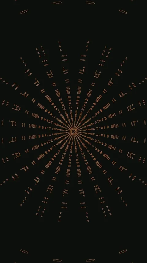 Seamless tunnel loop screensaver with a dynamic radial design in dark backdro Video stock 321572367