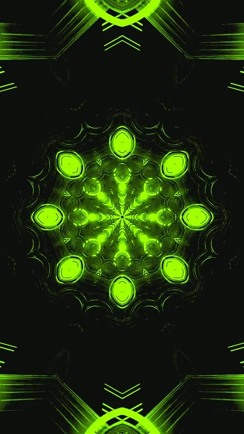 Seamless tunnel loop screensaver with vibrant green patterns and shapes for.. Stock-Footage 321564095